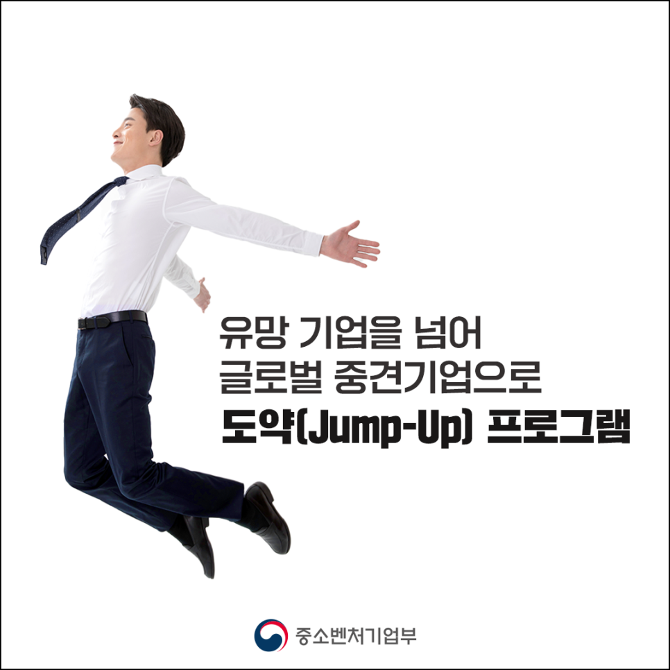 유망기업을 넘어
글로벌 중견기업으로
도약(Jump-Up) 프로그램

중소벤처기업부