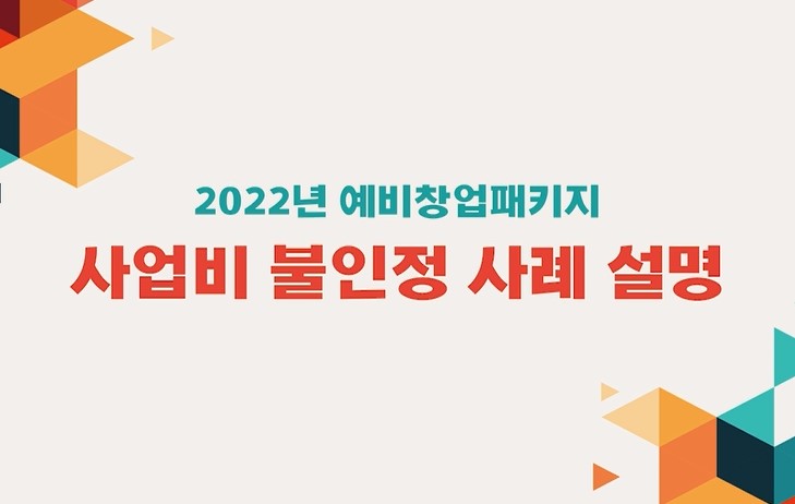 [2022년 예비창업패키지] 사업비 불인정 사례 설명